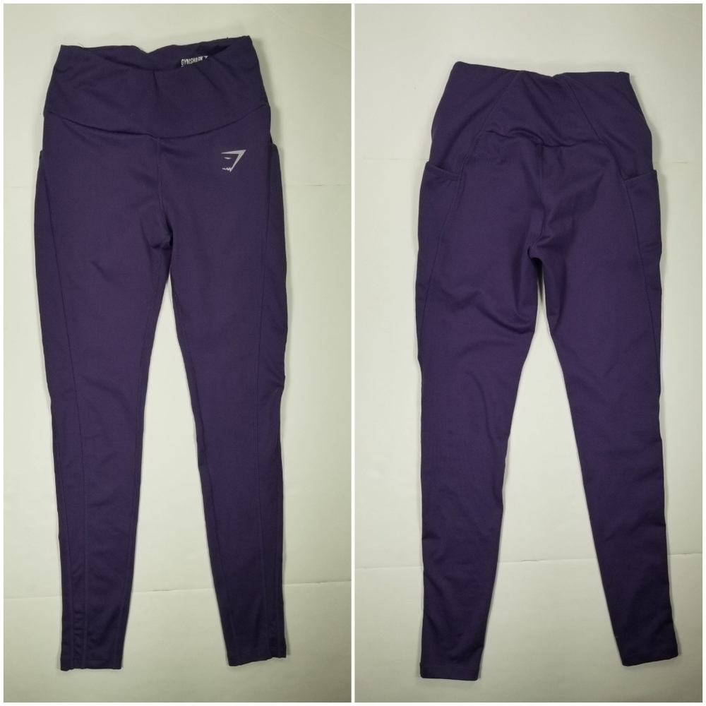 Gymshark Dry Sz XS High Rise Side Pockets Leggings Purple
